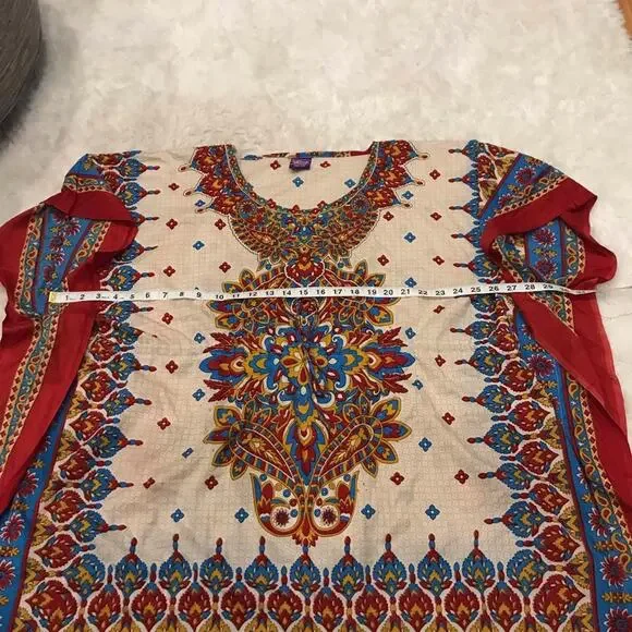 California Woman free size cover up dress paisley floral - Picture 4 of 7